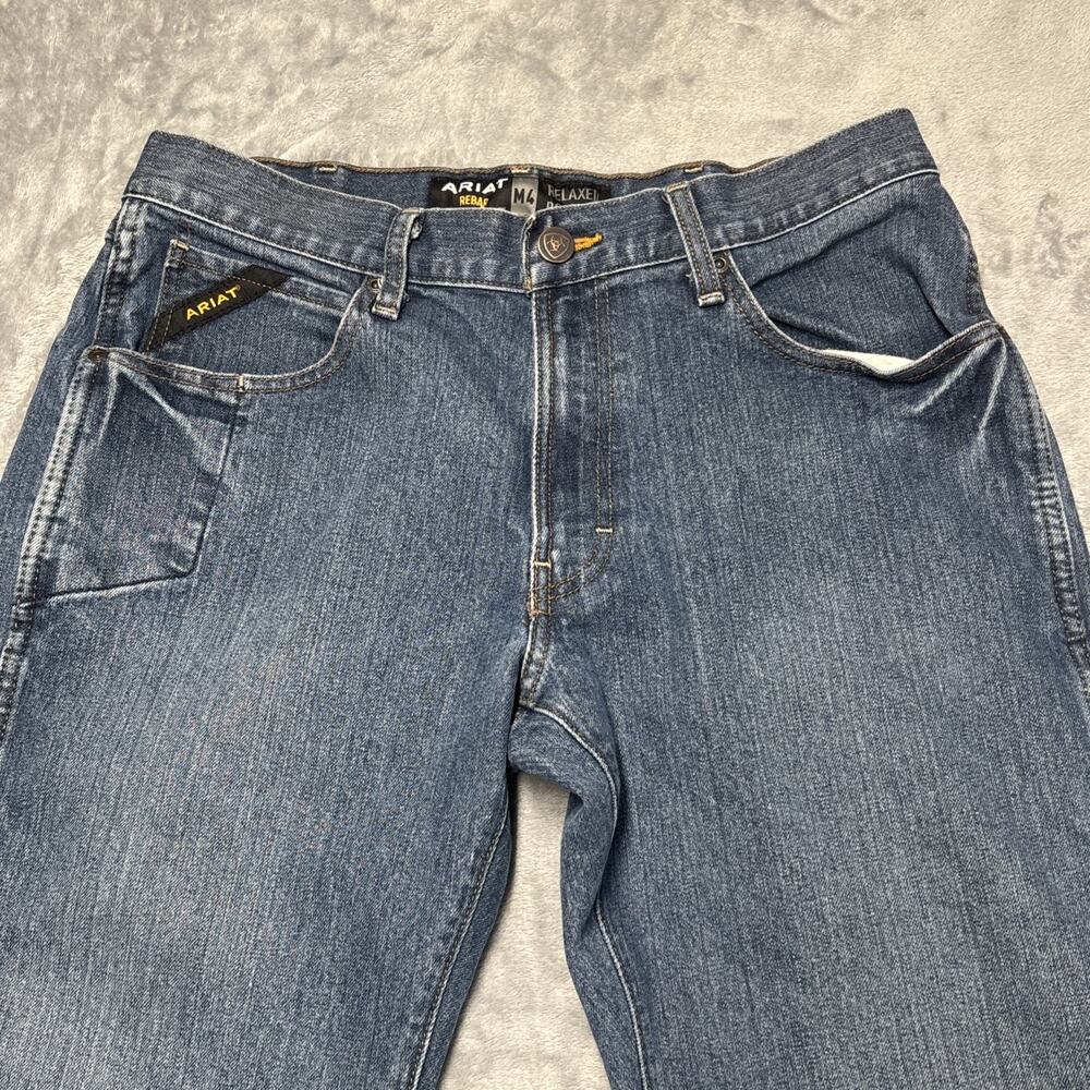 Ariat Jeans Mens 32x32 Blue Denim Rebar M4 Relaxed Boot Cut Denim Western Work - Picture 2 of 8